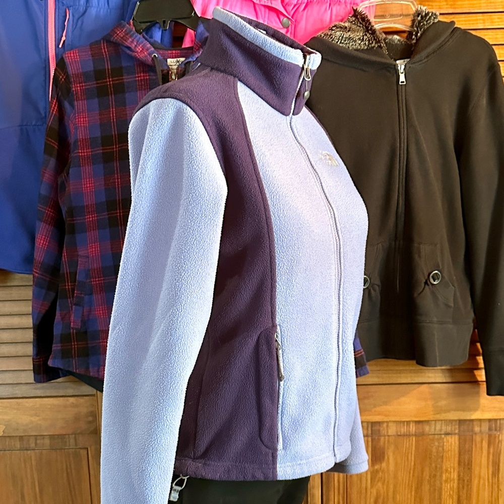 THE NORTH FACE Full Zip 2 Tone Purple Fleece Jacket Pockets Medium - Picture 3 of 12